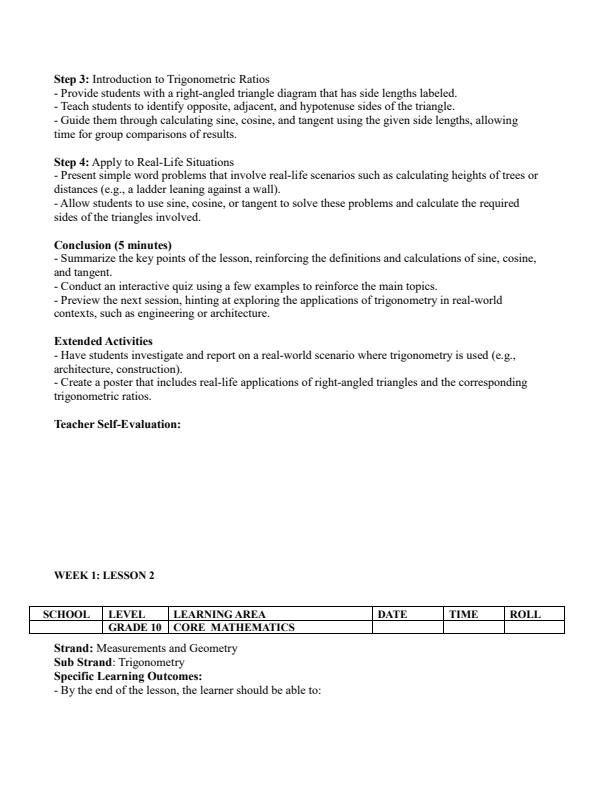Page 2 – Grade 10 Core Mathematics Lesson Plans Term 2 – Kenyaplex