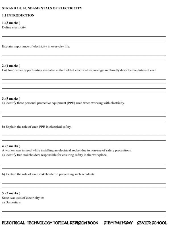 Page 2 – Grade 10 Electrical Technology Topical Questions – Kenyaplex