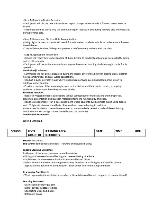 Page 4 – Grade 10 Electricity Lesson Plans Term 3 - Distinction – Kenyaplex