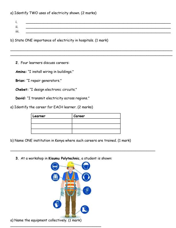 Page 2 – Grade 10 Electricity Technology August 2026 Holiday Assignment – Kenyaplex