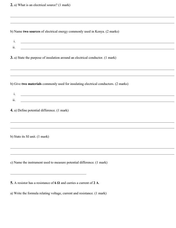 Page 2 – Grade 10 Electricity Technology December 2026 Holiday Assignment – Kenyaplex