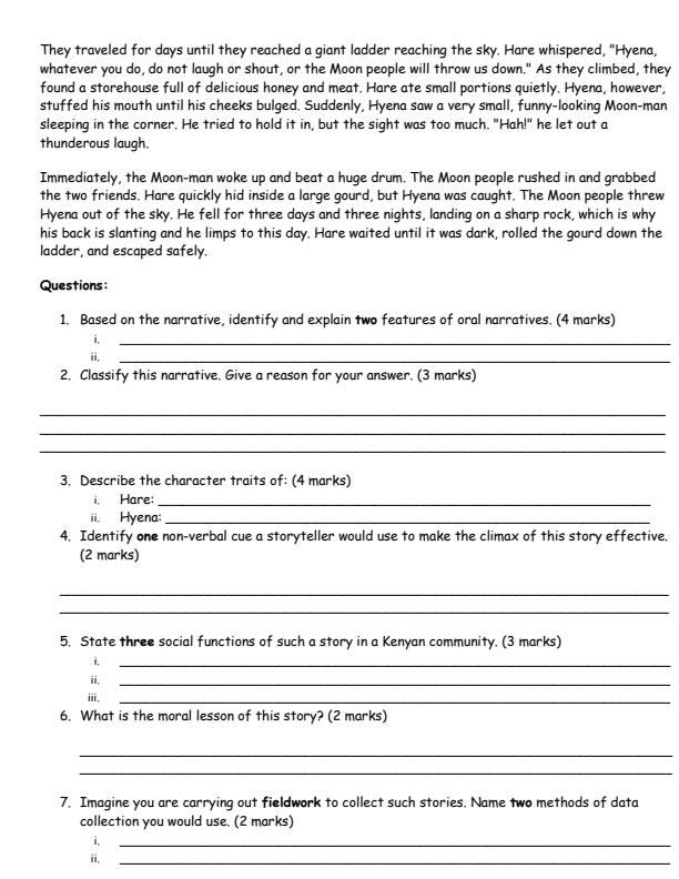 Page 2 – Grade 10 English - Literature August 2026 Holiday Assignment – Kenyaplex