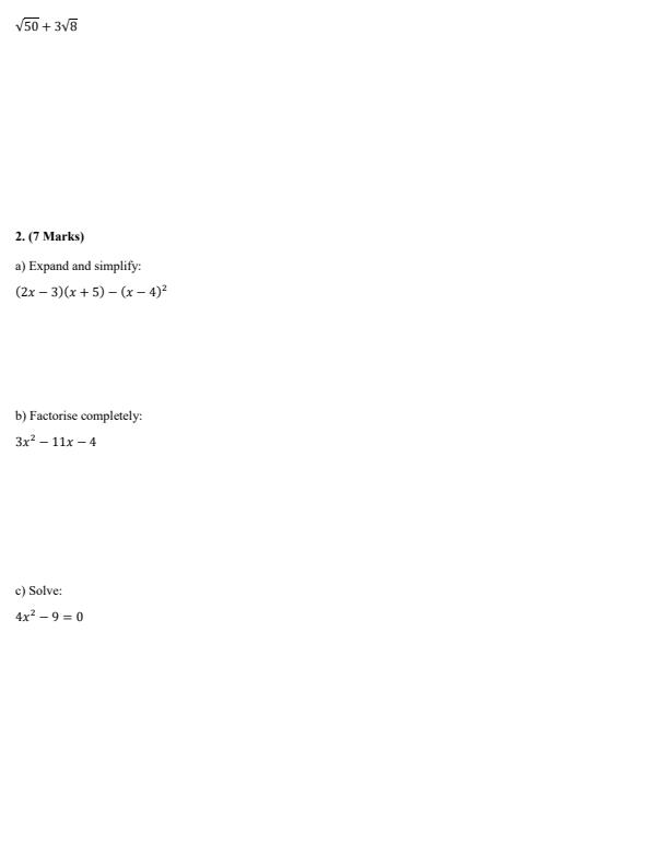 Page 2 – Grade 10 Essential Mathematics April 2026 Holiday Assignment – Kenyaplex