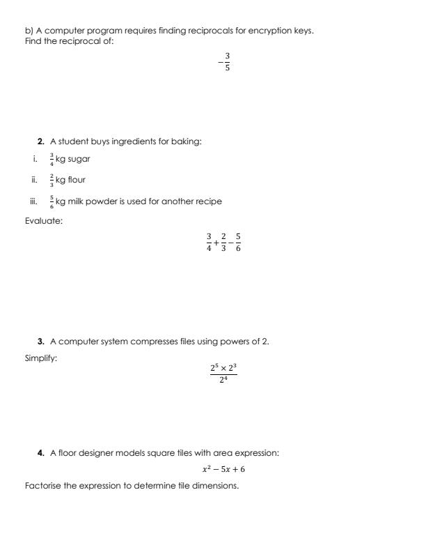 Page 2 – Grade 10 Essential Mathematics August 2026 Holiday Assignment – Kenyaplex