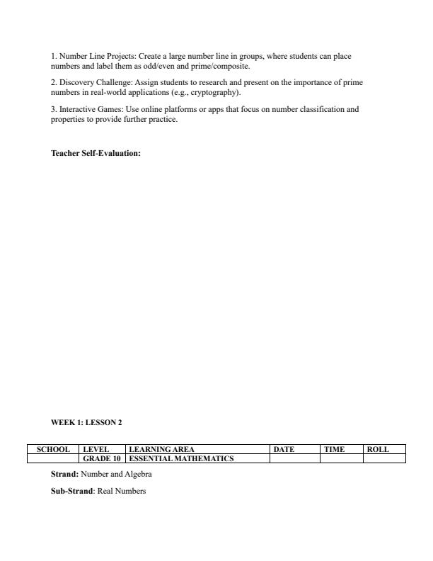 Page 3 – Grade 10 Essential Mathematics Lesson Plans Term 1 – Kenyaplex