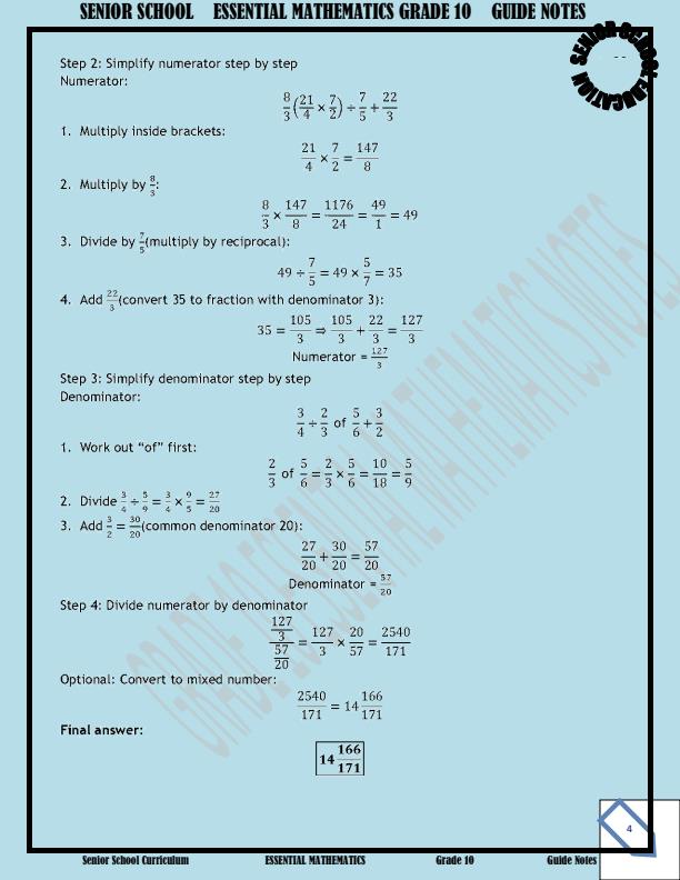 Page 4 – Grade 10 Essential Mathematics Notes Term 1, Term 2, Term 3 – Kenyaplex