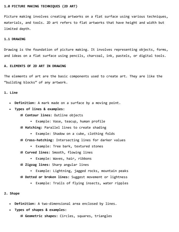 Page 2 – Grade 10 Fine Arts Notes (Complete Term 1, Term 2 and Term 3) – Kenyaplex