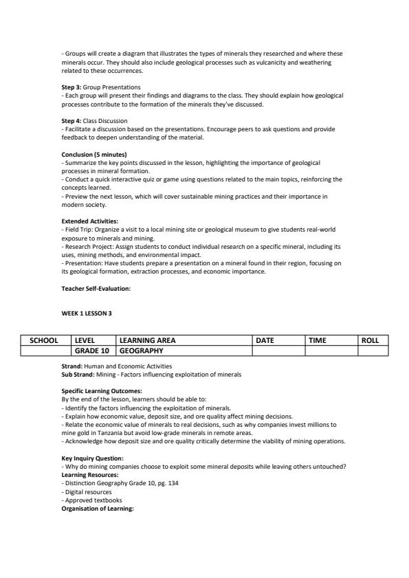Page 3 – Grade 10 Geography Lesson Plans Term 3 - Distinction – Kenyaplex