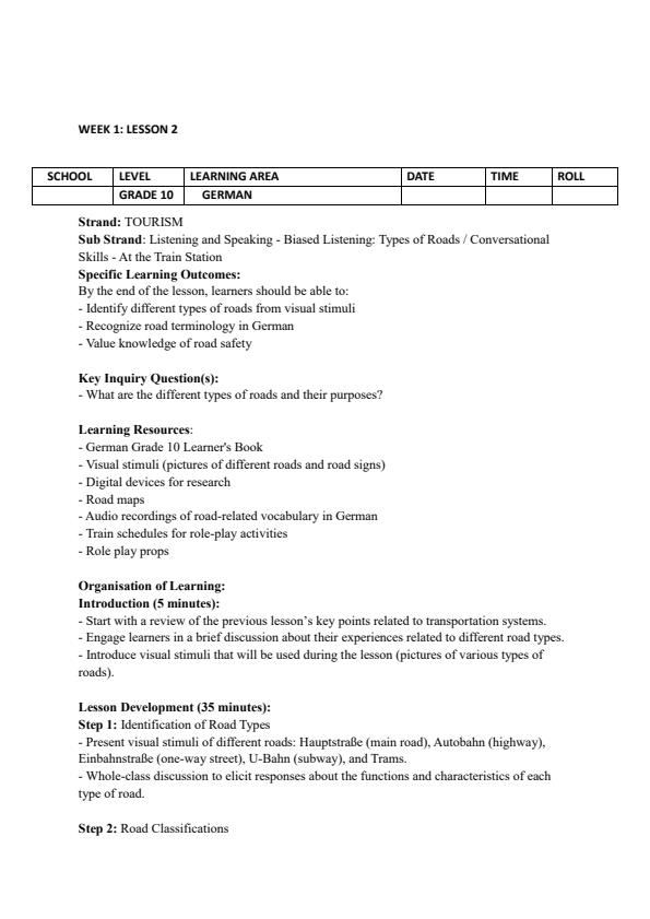 Page 3 – Grade 10 German Lesson Plans Term 3 – Kenyaplex