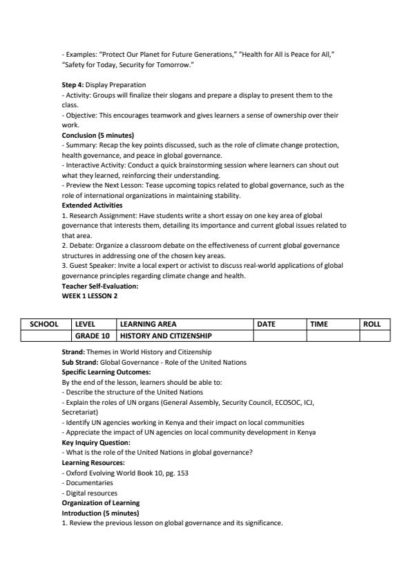 Page 2 – Grade 10 History Lesson Plans Term 3 - Oxford Evolving World – Kenyaplex