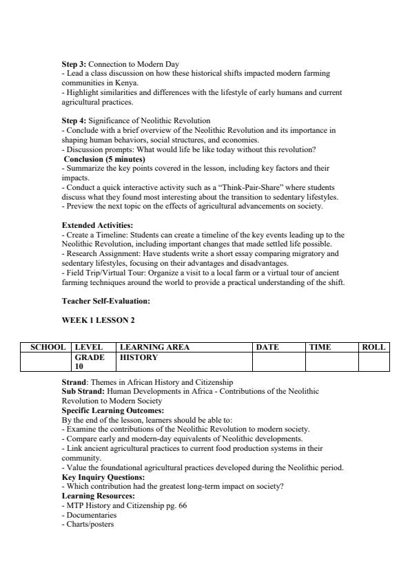Page 2 – Grade 10 History and Citizenship Lesson Plans Term 2 - MTP – Kenyaplex