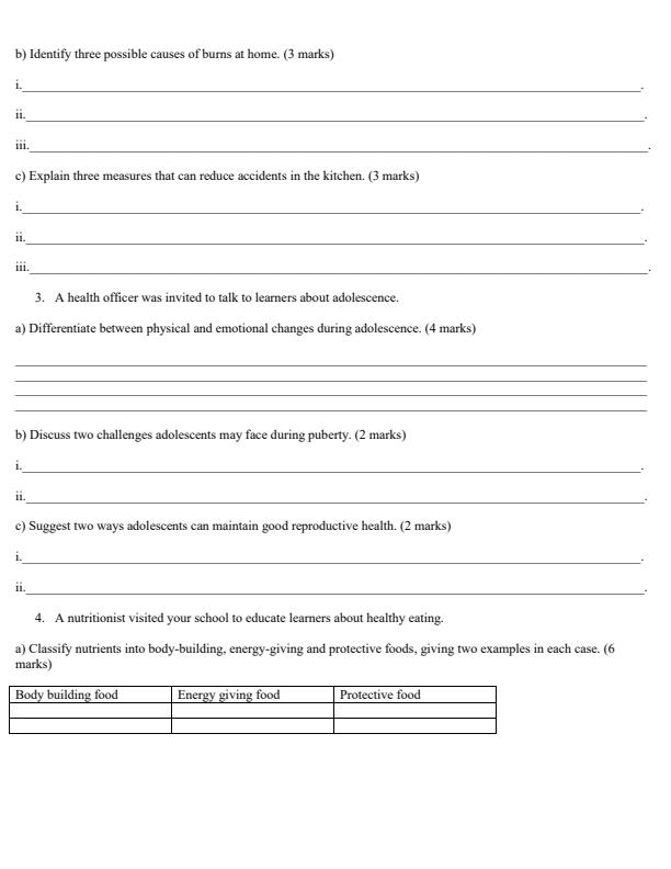 Page 2 – Grade 10 Home Science April 2026 Holiday Assignment – Kenyaplex