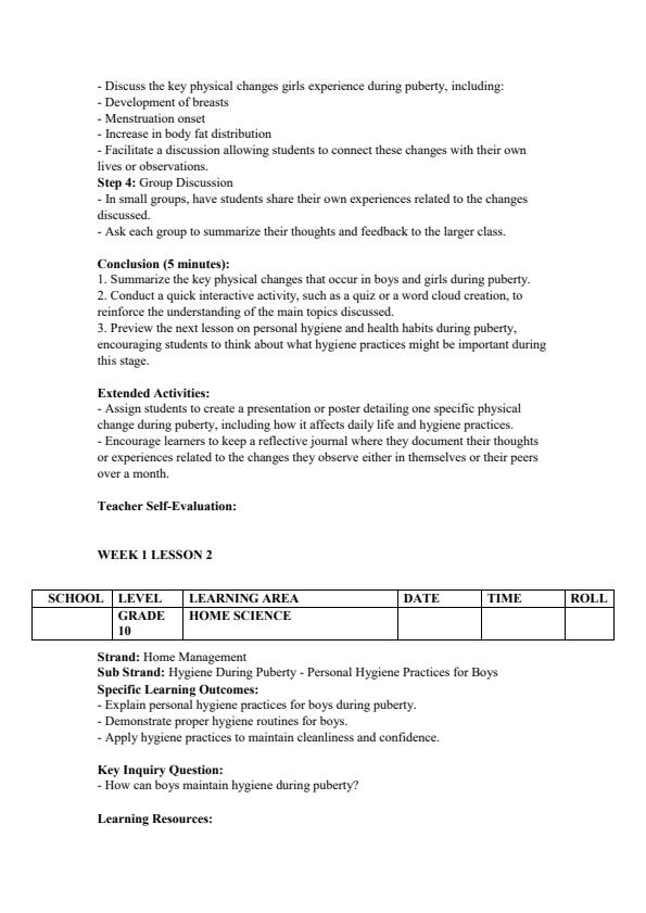 Page 2 – Grade 10 Home Science Lesson Plans Term 2 - Mentor – Kenyaplex