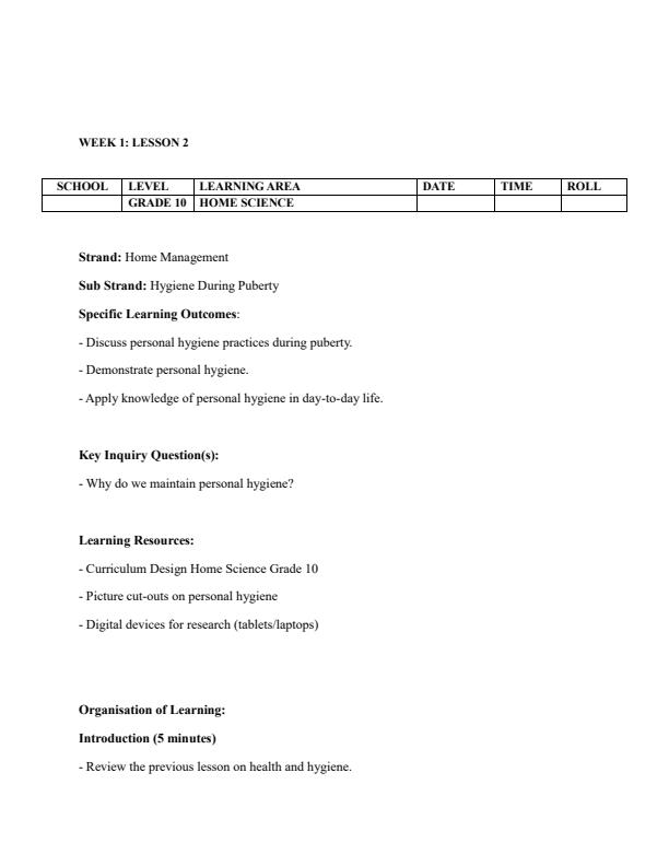Page 4 – Grade 10 Home Science Lesson Plans Term 2 – Kenyaplex