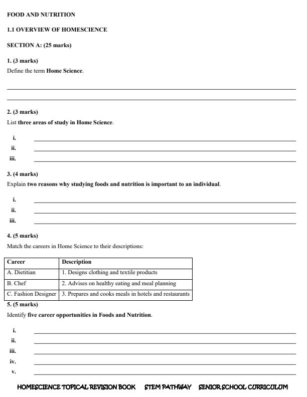 Page 2 – Grade 10 Home Science Topical Questions – Kenyaplex