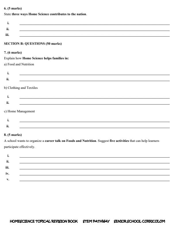 Page 3 – Grade 10 Home Science Topical Questions – Kenyaplex