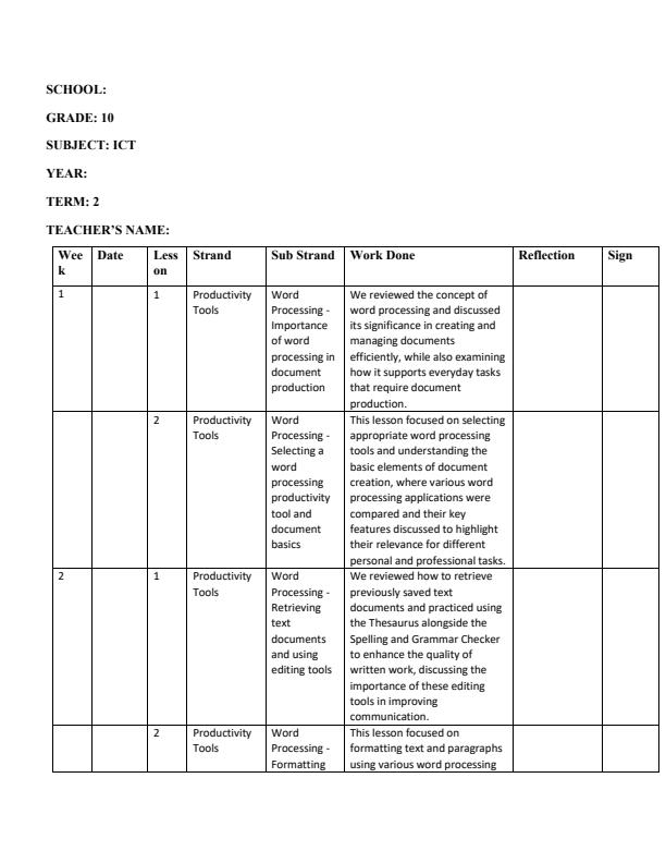 Page 1 – Grade 10 ICT Records of Work Term 2 - Spotlight – Kenyaplex