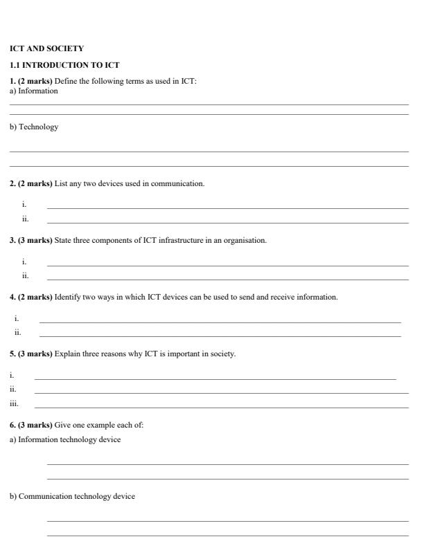 Page 2 – Grade 10 ICT Topical Questions – Kenyaplex