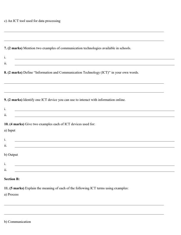 Page 3 – Grade 10 ICT Topical Questions – Kenyaplex
