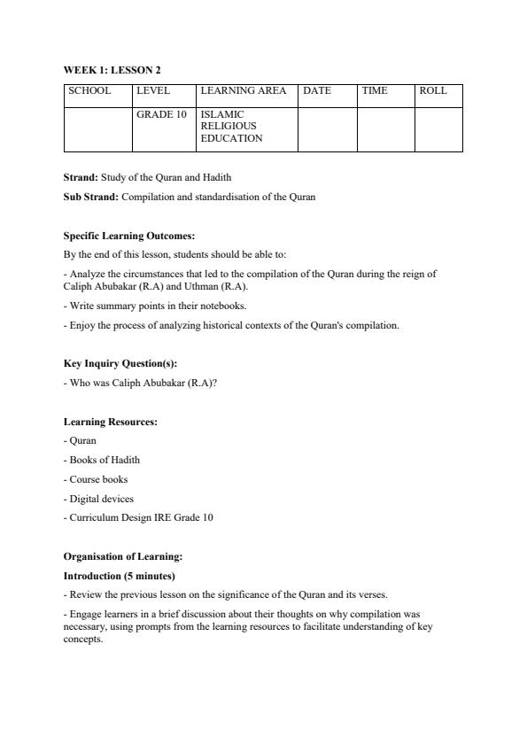 Page 3 – Grade 10 IRE Lesson Plans Term 1 – Kenyaplex