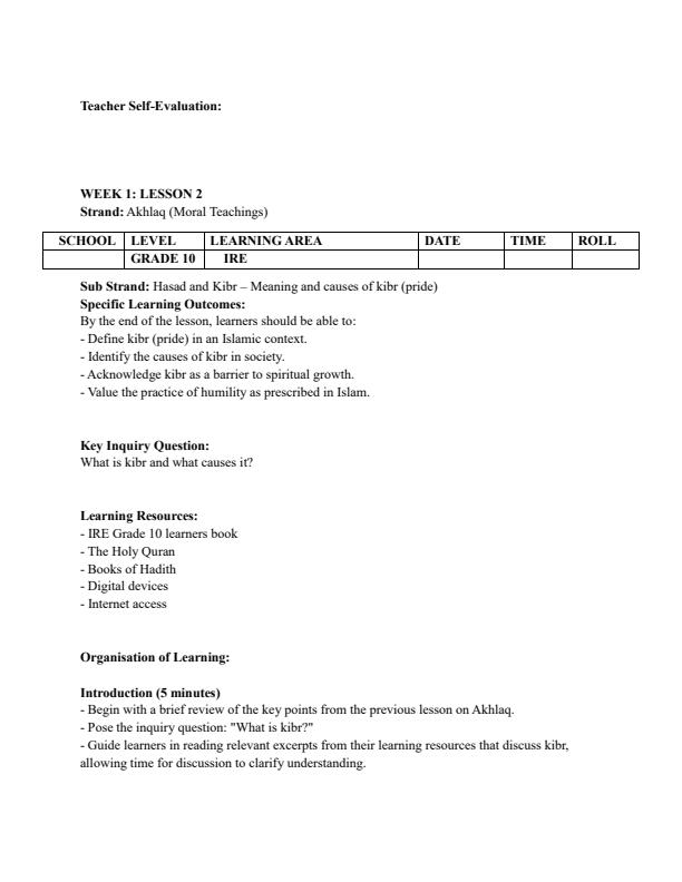 Page 3 – Grade 10 IRE Lesson Plans Term 3 – Kenyaplex