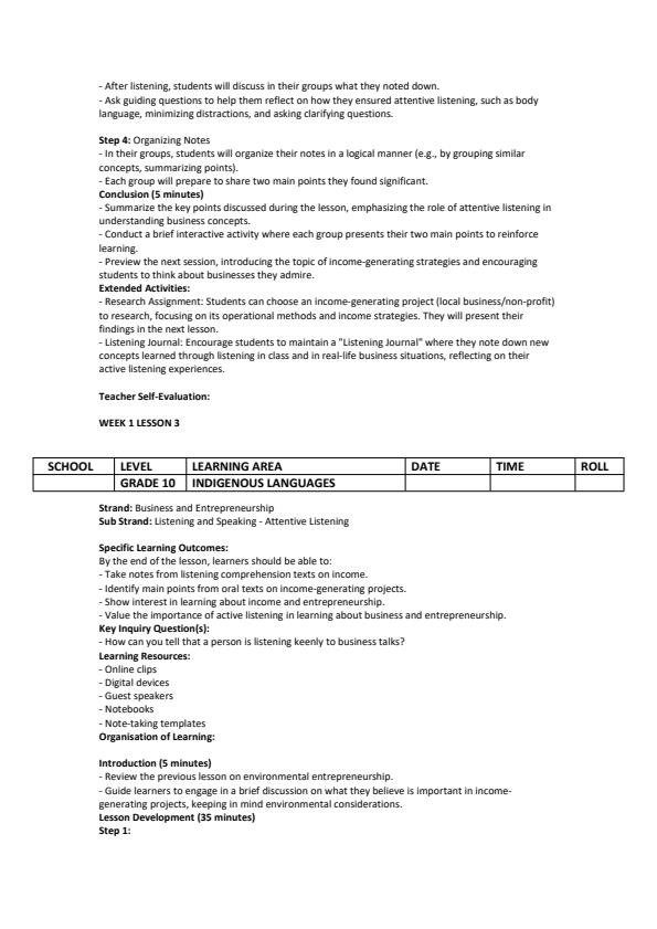 Page 3 – Grade 10 Indigenous Languages Lesson Plans Term 3  – Kenyaplex