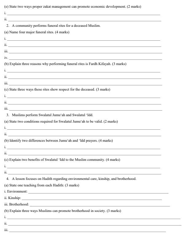Page 2 – Grade 10 Islamic Religious Education April 2026 Holiday Assignment – Kenyaplex