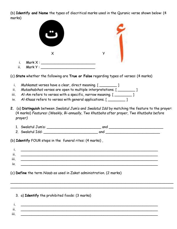 Page 2 – Grade 10 Islamic Religious Education August 2026 Holiday Assignment – Kenyaplex