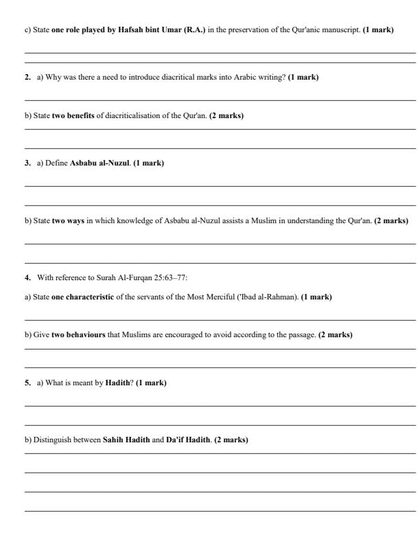 Page 2 – Grade 10 Islamic Religious Education December 2026 Hooliday Assessment – Kenyaplex