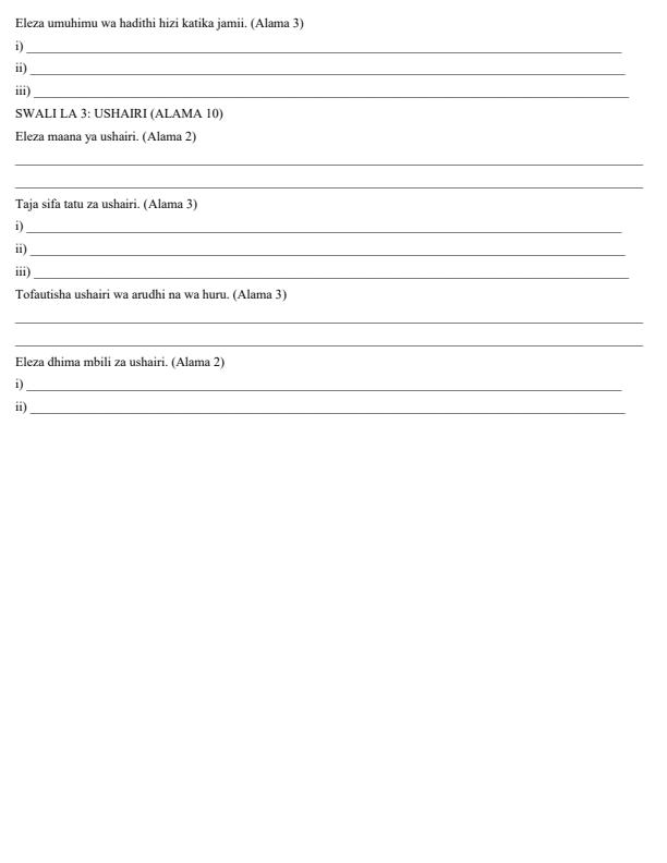 Page 2 – Grade 10 Kiswahili - Fasihi April 2026 Holiday Assignment – Kenyaplex