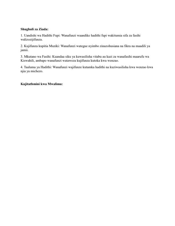 Page 3 – Grade 10 Kiswahili Fasihi Lesson Plans Term 1 – Kenyaplex