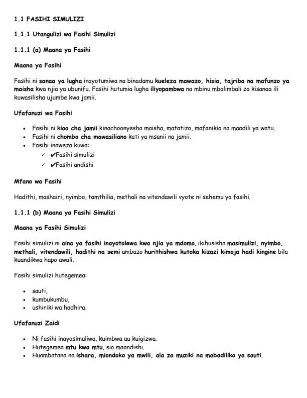 Page 2 – Grade 10 Kiswahili Fasihi Notes (Term 1, Term 2, Term 3) – Kenyaplex