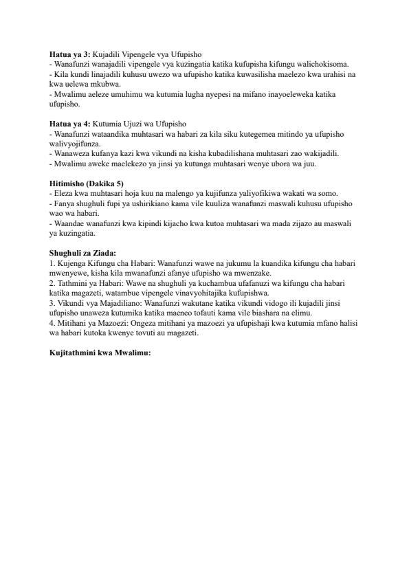 Page 4 – Grade 10 Kiswahili Lesson Plans Term 3 - Kiswahili Fasaha – Kenyaplex