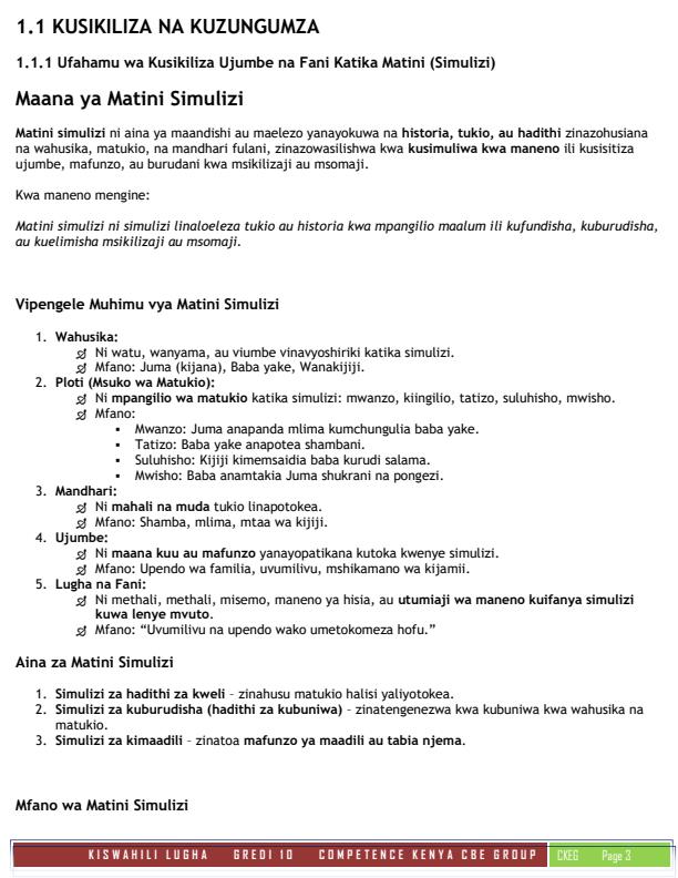 Page 3 – Grade 10 Kiswahili Notes (Term 1, Term 2, Term 3) – Kenyaplex