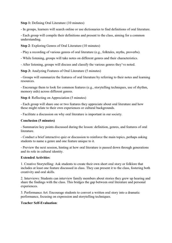 Page 2 – Grade 10 Literature in English Lesson Plans Term 1 – Kenyaplex