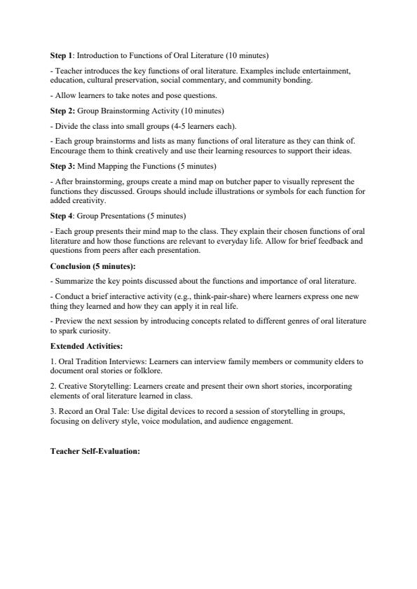 Page 4 – Grade 10 Literature in English Lesson Plans Term 1 – Kenyaplex