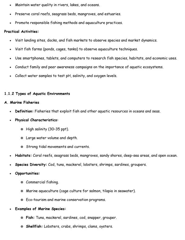 Page 3 – Grade 10 Marine and Fisheries Technology Notes Term 1, Term 2, Term 3 – Kenyaplex