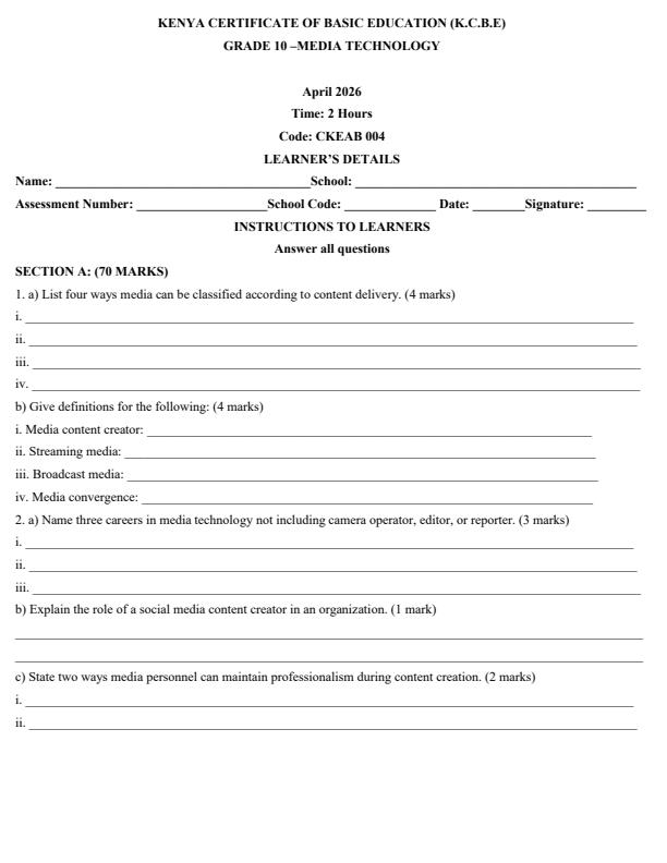 Page 1 – Grade 10 Media Technology April 2026 Holiday Assignment – Kenyaplex