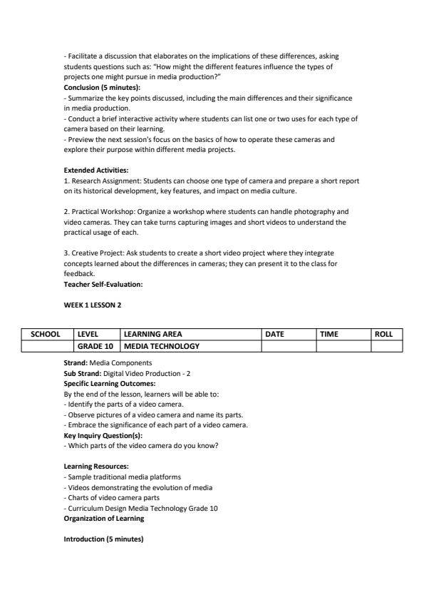 Page 2 – Grade 10 Media Technology Lesson Plans Term 2 – Kenyaplex