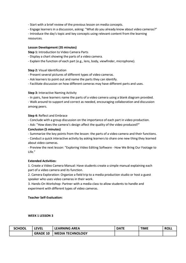 Page 3 – Grade 10 Media Technology Lesson Plans Term 2 – Kenyaplex