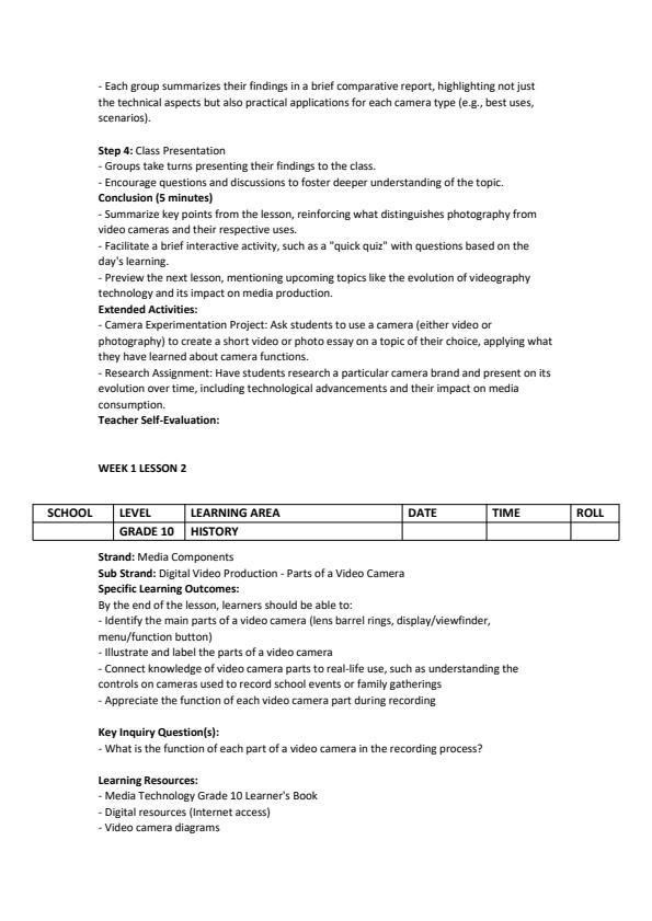 Page 2 – Grade 10 Media Technology Lesson Plans Term 3 – Kenyaplex