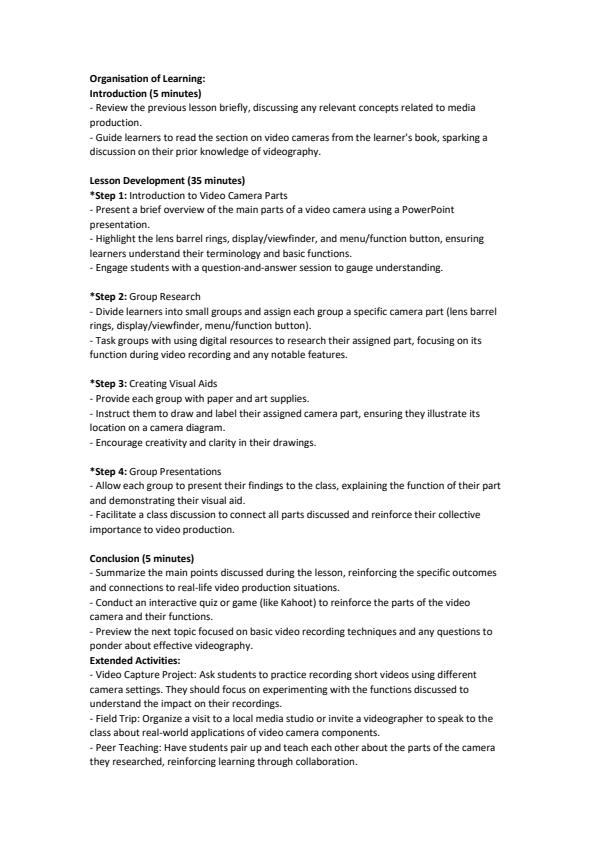 Page 3 – Grade 10 Media Technology Lesson Plans Term 3 – Kenyaplex