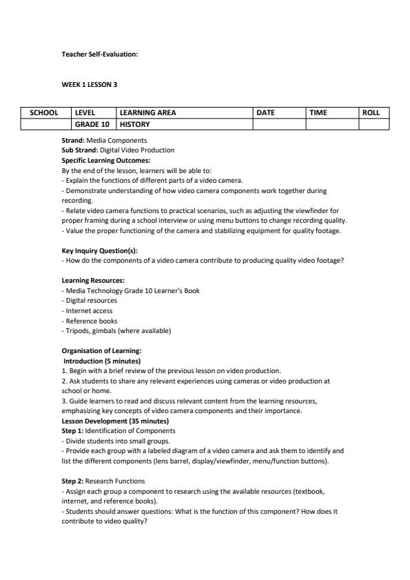 Page 4 – Grade 10 Media Technology Lesson Plans Term 3 – Kenyaplex