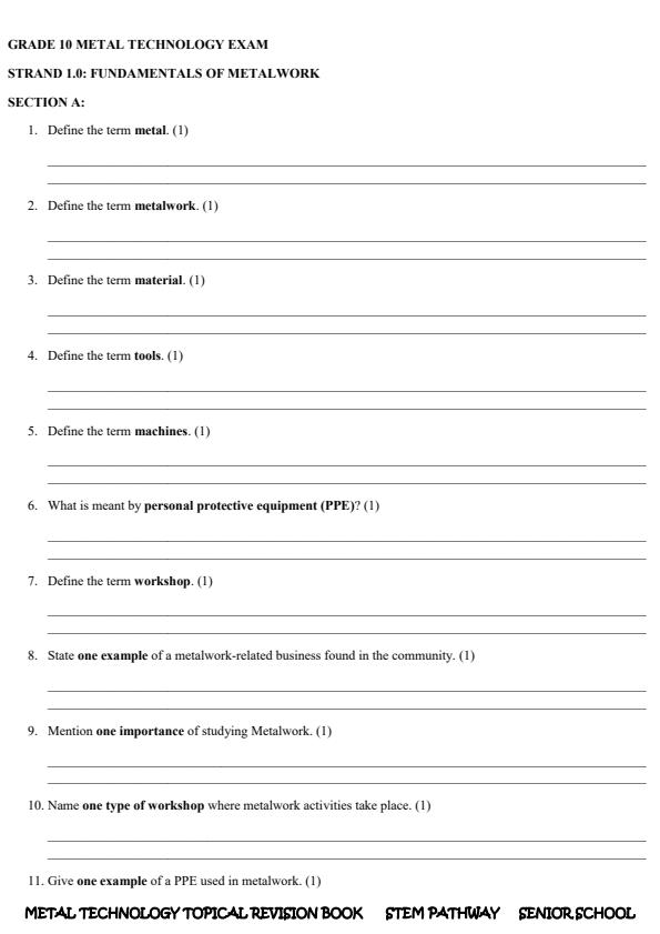 Page 2 – Grade 10 Metal Technology Topical Questions  – Kenyaplex