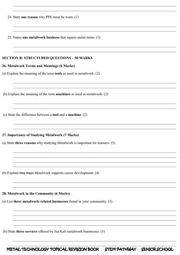 Page 4 – Grade 10 Metal Technology Topical Questions  – Kenyaplex