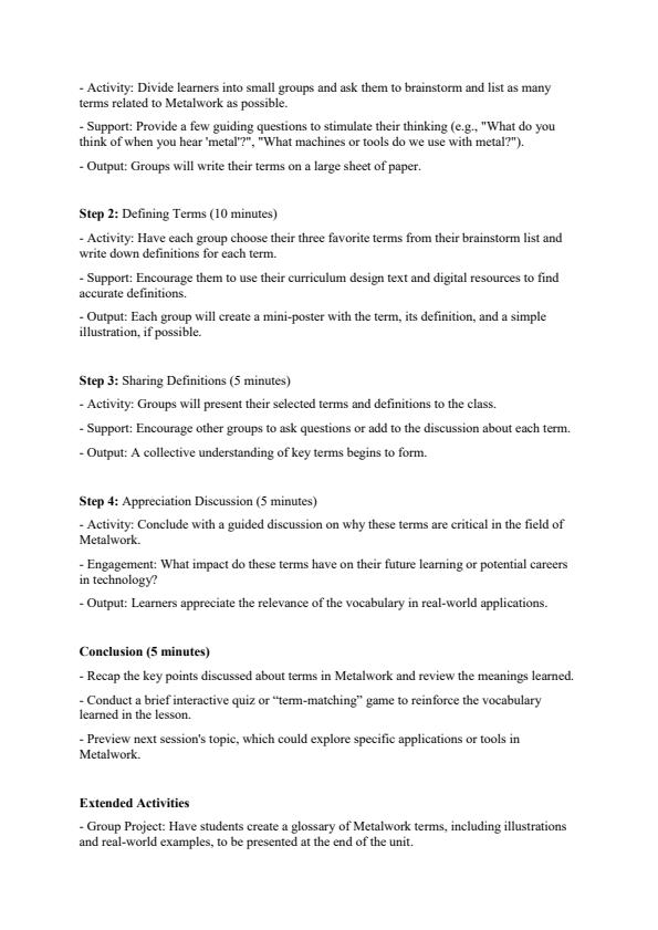 Page 2 – Grade 10 Metalwork Lesson Plans Term 1 – Kenyaplex