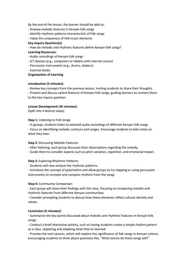 Page 4 – Grade 10 Music & Dance Lesson Plans Term 3  – Kenyaplex
