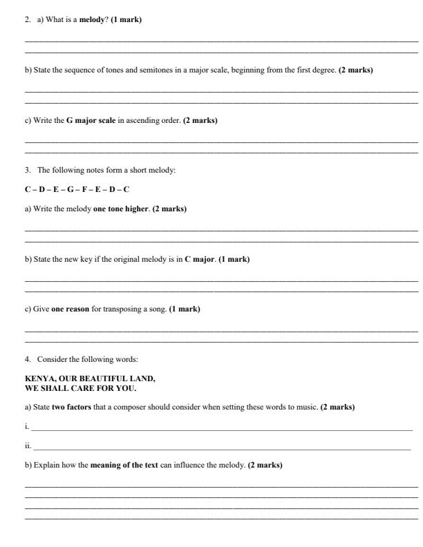 Page 2 – Grade 10 Music and Dance December 2026 Holiday Assignment – Kenyaplex