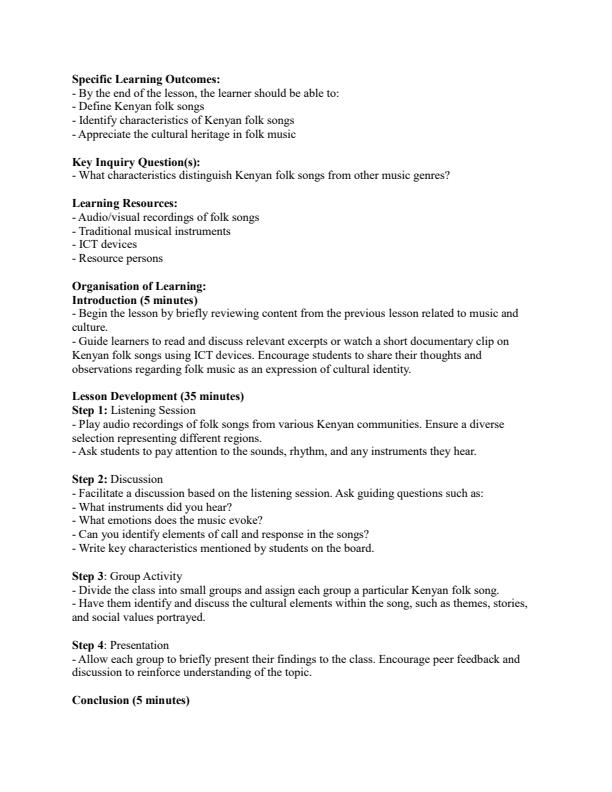 Page 3 – Grade 10 Music and Dance Lesson Plans Term 2 – Kenyaplex