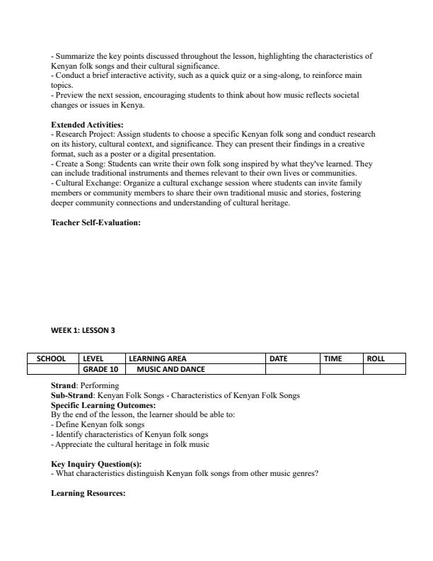 Page 4 – Grade 10 Music and Dance Lesson Plans Term 2 – Kenyaplex
